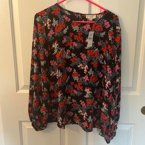 NWT LOFT Floral Blouse with balloon style sleeves